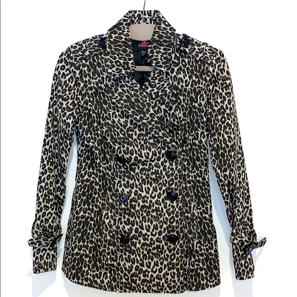 2b Bebe Animal Print Trench Coat